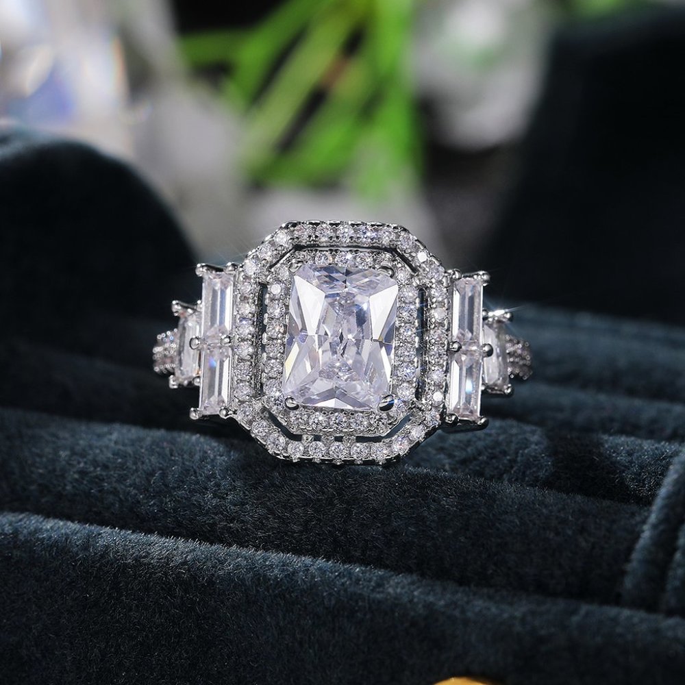 Radiant Shiny Cubic Zircon Wonderful Wedding Rings for Women/Girls, L068 - Picture 6 of 7
